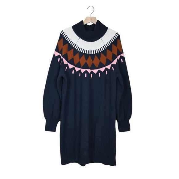 Free Assembly Women's XXL Fair Isle Sweater Mini Dress - Picture 2 of 11